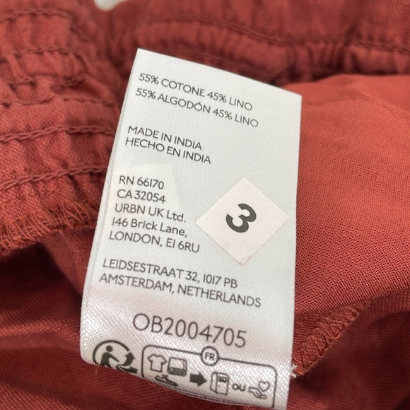 Anthropologie wide Leg Linen Pull-on Pants XSP Brown NWT - Picture 7 of 12